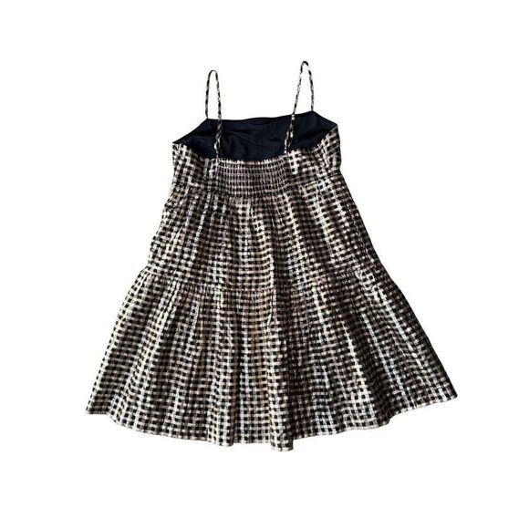 J. Crew Lurex Black & Gold metallic threads gingham tiered mini dress - Picture 7 of 12